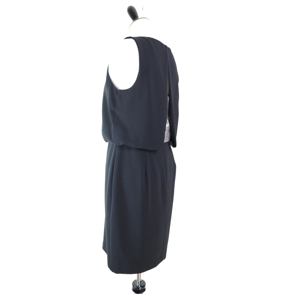 Trina Turk Size 6 Silver Sequin Back Blouson Dress Sleeveless Black - Picture 4 of 12